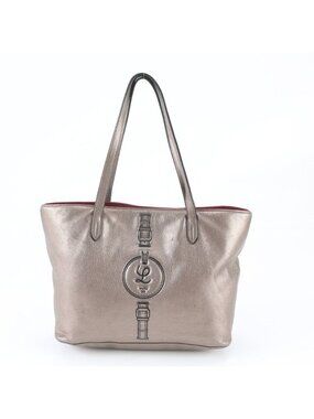 Loewe Belt Pattern Metallic Leather Tote Bag Shoulder